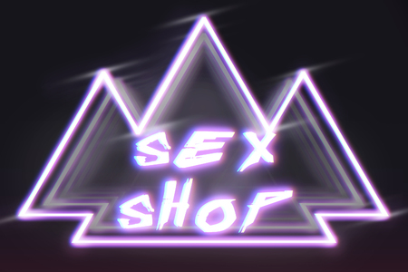 banner sex shop, cyberpunk style, neon light,の写真素材
