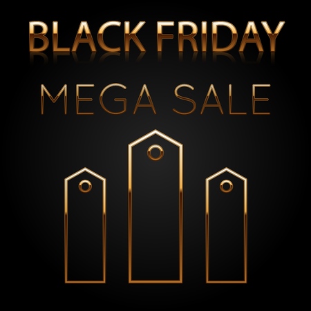 Black Friday Sale Banner, Golden logo on dark background, Golden label,のイラスト素材