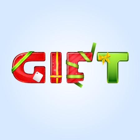 Realistic gift, Decorative text, stylized boxes, aのイラスト素材