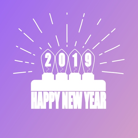 Happy new 2019. Vector Illustration. holiday logo, aのイラスト素材