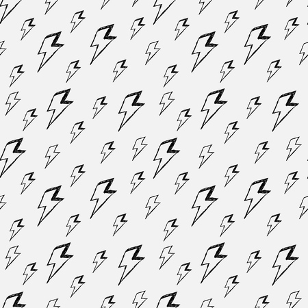 Seamless pattern with hand drawn cartoon thunderbolt shape. Lightning Doodle.,の写真素材