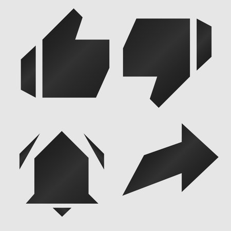 Set of icons for channel in dark style, symbols of social networks in geometric styleのイラスト素材