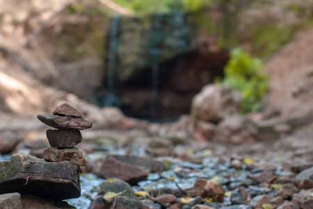 stones close - up on a mountain river. mountain stream,の写真素材