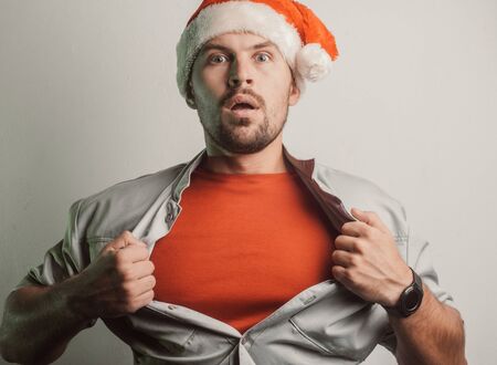 Young Santa Claus was very surprised. Reincarnates as Santa Clausの写真素材
