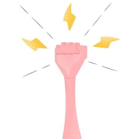 hand with fist raised up cartoon vectorのイラスト素材
