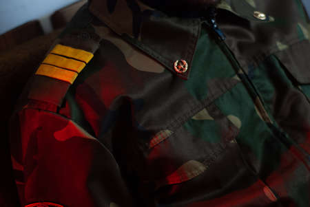 military uniform close-up, soldiers clothing,の写真素材