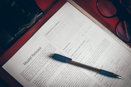 model release document on the table close up,の写真素材