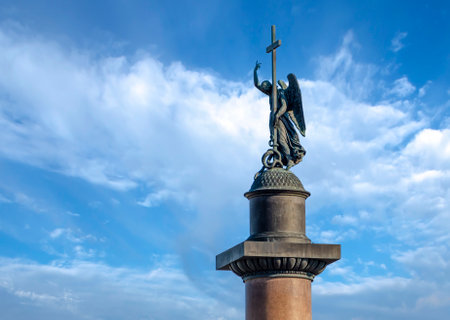 Saint Petersburg, Russia -october 2021: Alexander Column on the Palace Squareのeditorial素材