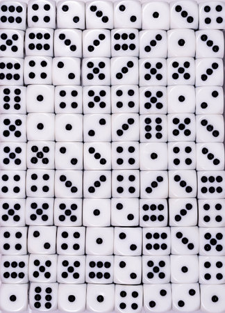 White dice isolated on white backgroundの写真素材