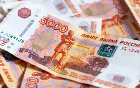 Russian money. The concept of finance, investment, savings and cash.の写真素材