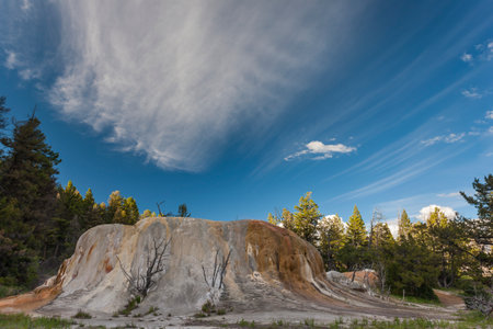 Colorful landscape around Mammoth Hot Spring Terraceの写真素材