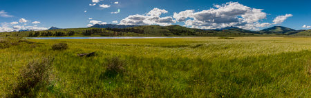 Jackson Lake and Grand Tetons in the Backgroundの写真素材