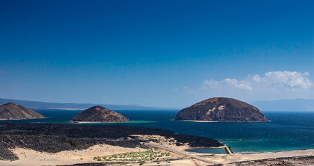 Gulf of Tadjourah and Le Goubet view in Djiboutiの写真素材