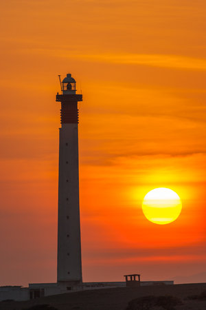 Romantic sunset at Obock Lighthouse in Djiboutiの写真素材