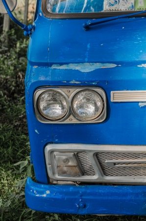 Old blue car in thailand の写真素材