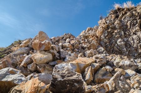 Rubble stone under blue skyの写真素材