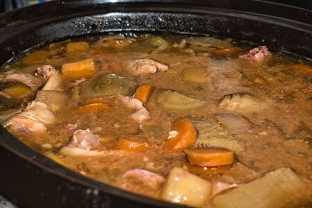 Chicken Stew with winter vegetables, close up.の写真素材
