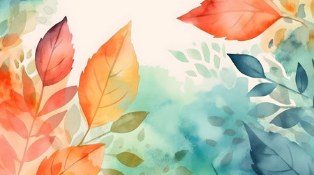 Autumn watercolor background. Watercolor leaves. Vector illustration.の素材