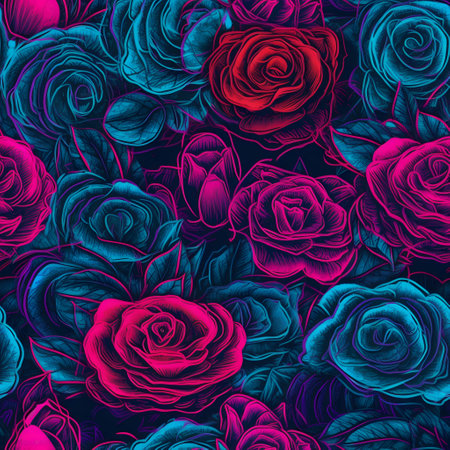Seamless pattern with roses. Vector illustration. Floral background.の素材