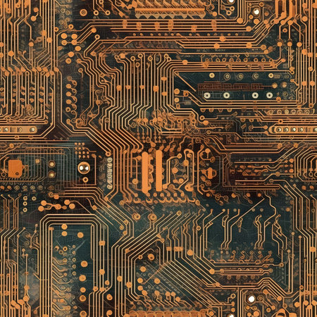 Seamless circuit board texture. Abstract background for your design.の素材