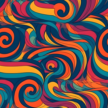 Seamless abstract hand-drawn waves pattern, wavy background.の素材