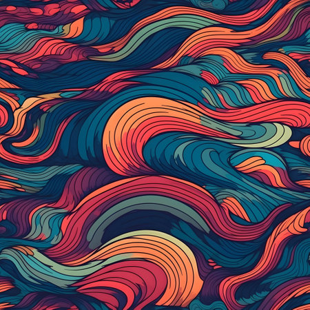 Seamless abstract hand-drawn waves pattern, wavy background.の素材