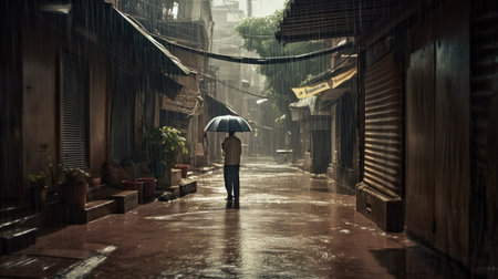 Rainy day in the old town of Hoi An, Vietnamの素材