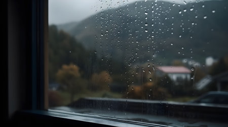 raindrops on the window, raindrops on the glass, rainy weatherの素材