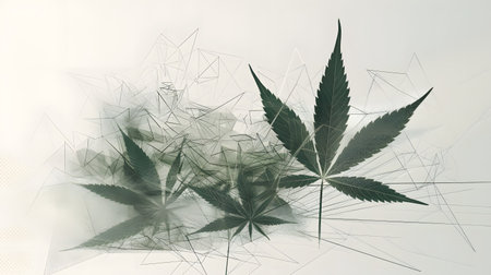 Cannabis leaf background. Legal Marijuana cultivation in the home.の素材