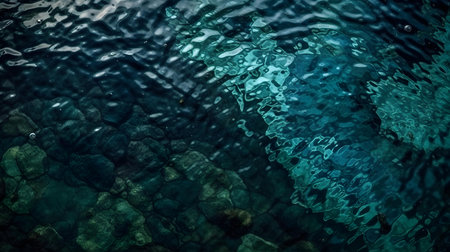 abstract background of blue water in the sea with ripples and wavesの素材