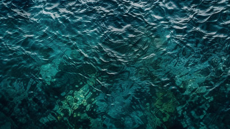 Blue sea water surface texture background. Top view of the sea surface.の素材