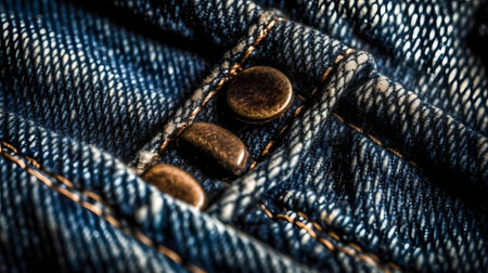 Jeans texture with seams and rivets, close-up.の素材