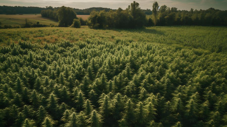 Cannabis grow field, plantation, farm, ganja, weed, marihuana, 420, generated by AIの素材