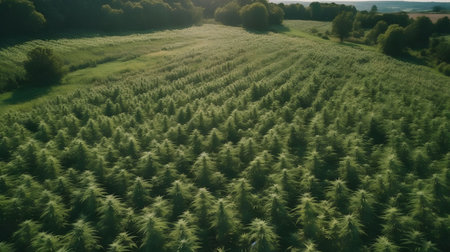 Cannabis grow field, plantation, farm, ganja, weed, marihuana, 420, generated by AIの素材