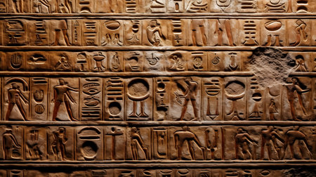 Ancient egyptian hieroglyphs in the temple of Kom Omboの素材