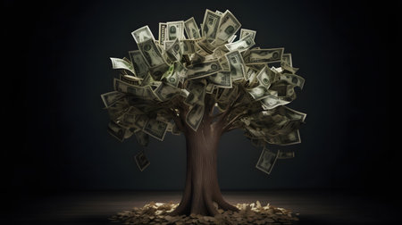 Money Tree - 3D Rendered Illustration of a Money Treeの素材