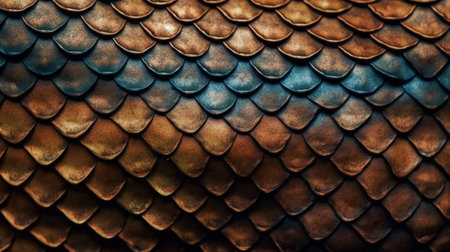 Close up of snake skin texture background. Selective focus. Toned.の素材