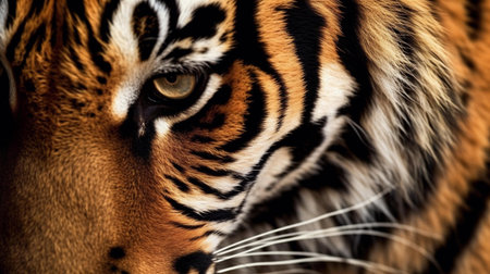 Close-up of a tiger's face. The Siberian tiger (Panthera tigris altaica).の素材