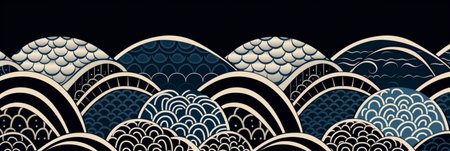 Seamless pattern with moon and clouds in retro style. Vector illustration.の素材