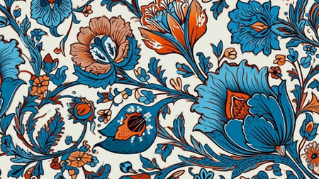 Seamless floral pattern in russian folk style. Vector illustration.の素材