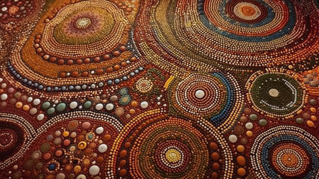 abstract background with colorful circles on the skin of a young girlの素材