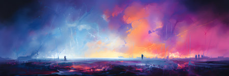 Abstract illustration wallpaper background design, colorful drawing, pattern, Generative AIの素材