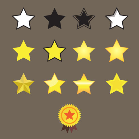 Stars Reward  style and star medal on brown backgroundのイラスト素材
