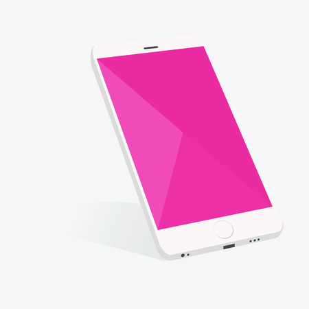 Smartphone with material design pink screen setting on forty five degree and soft shadow backgroundのイラスト素材