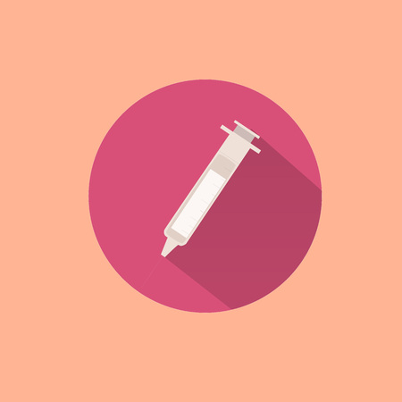 Syringe Icon on circle and long shadowのイラスト素材