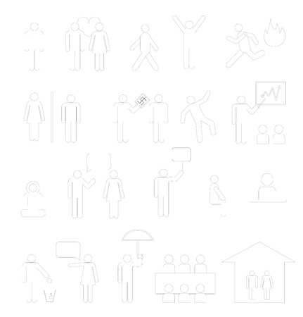 Outline sign of people life set.businessman group, work human pictograms on white.General people sign vector.のイラスト素材