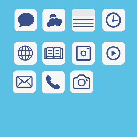Icons application set vector.Multimedia icon set on blue backgroundのイラスト素材