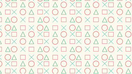 Circle, triangle, square and cross pattern background vector illustration.Joy stick button pattern...