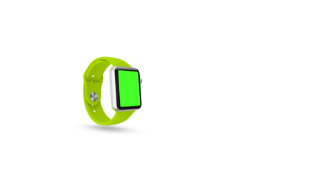 Watch technology with green on screen for presentation.Wearable with isolated white background.の写真素材