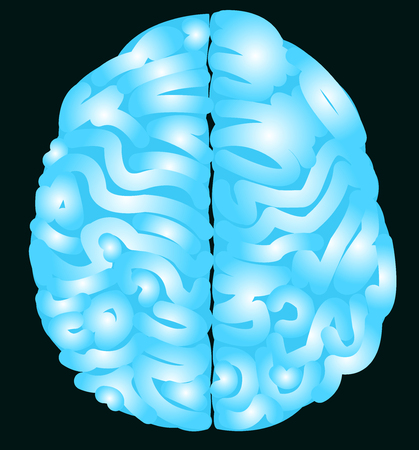 Blue brain with nerve and isolated backgroundのイラスト素材